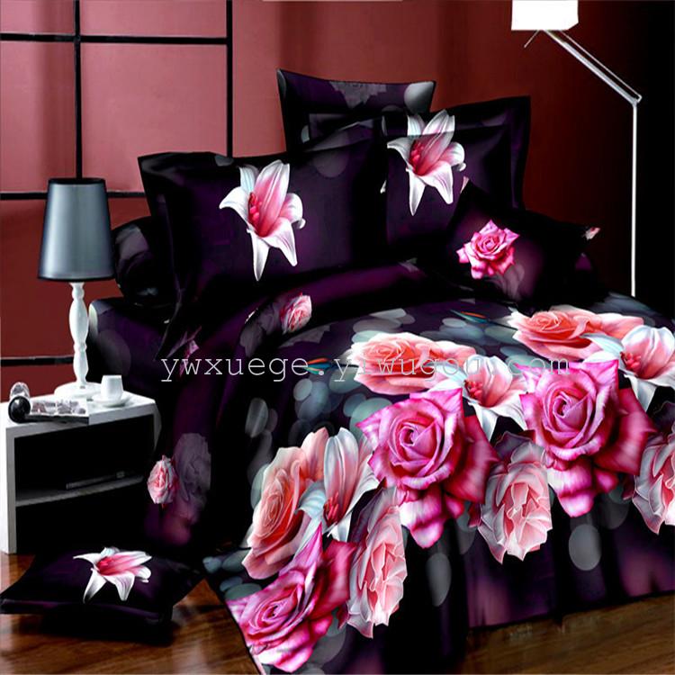 "Foreign Trade Snow Pigeon Home Textiles Genuine oil painting bedding, polyester-cotton 3D reactive printed four-piece set, Seeking dreams.