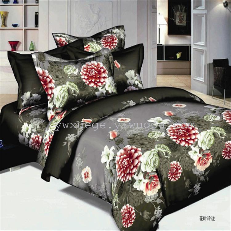Snowpigeon home textile 3D bedding four sets of three-dimensional big flower four sets of active printing bed manufacturers direct flower Linglong