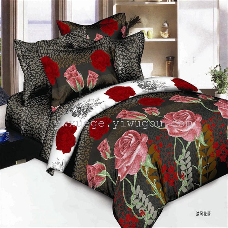 Factory direct sales of polyester-cotton active 3D stereoscopic large pattern four-piece bedding sets Specification image