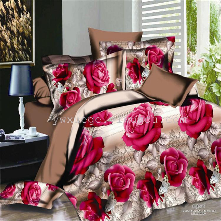 Factory direct sales of polyester-cotton active 3D stereoscopic large pattern four-piece bedding sets Application Scenario