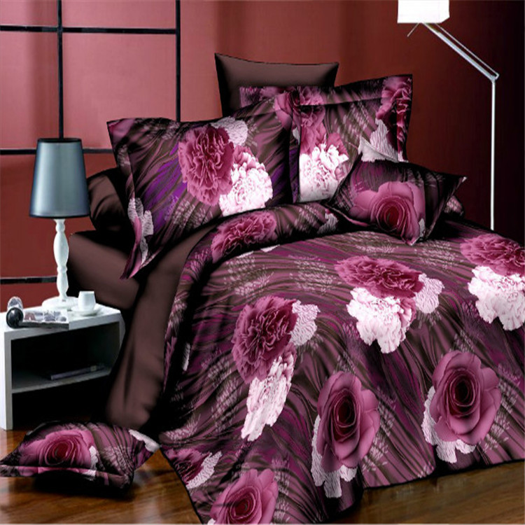 Direct sales from the manufacturer of genuine 3D stereoscopic effect bed sheets and duvet covers, flower landscape oil painting bedding, and polyester-cotton four-piece sets for foreign trade