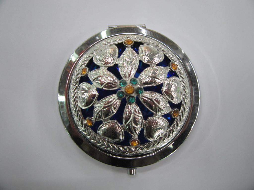 婚庆礼品银色镂空 金属化妆镜 双面折叠小镜子