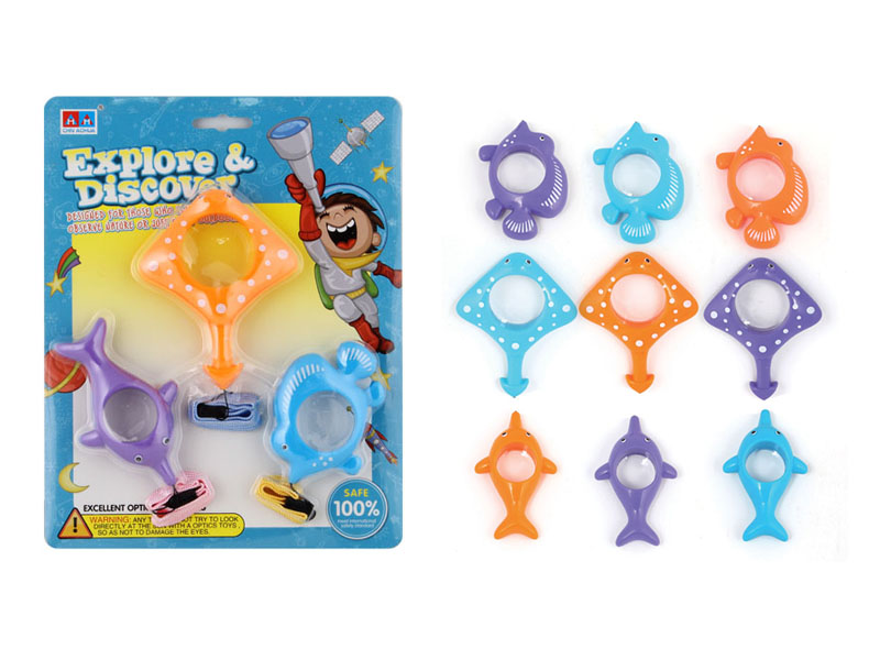 Three cartoon ocean magnifying glasses (3 pieces per board)