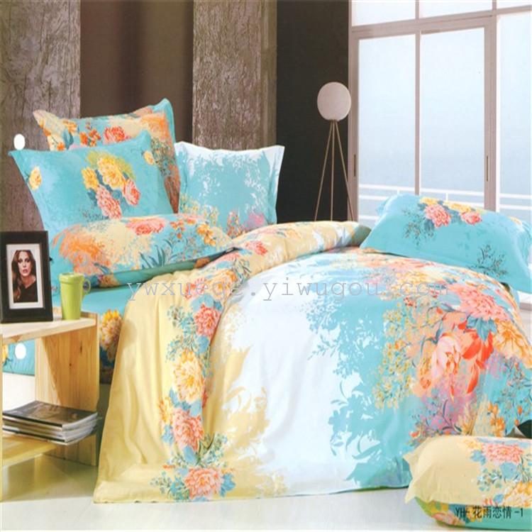 Bedclothes HOME TEXTILE sheet New Year NEW BED PRODUCTS all COTTON four PIECES OF NEW PRODUCTS on the MARKET WHOLESALE and RETAIL bed products four pieces of factory direct sales -- flower rain love bed sheets and quilt sets