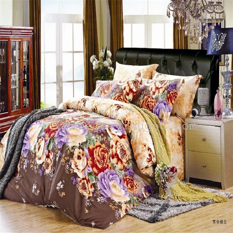 128*68 twill fabric all-cotton four-piece set, diverse patterns, soft and comfortable fabric, quality guaranteed, factory direct sales, Jinghua Chunmeng (pink) details Picture