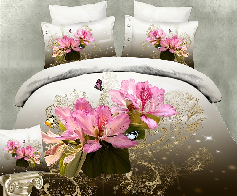 128*68 twill fabric all-cotton four-piece set, diverse patterns, soft and comfortable fabric, quality guaranteed, factory direct sales, Jinghua Chunmeng (pink) Specification image