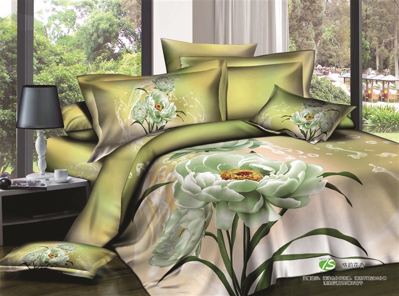Snowpigeon home textile cotton twill fabric four sets of green printing and dyeing