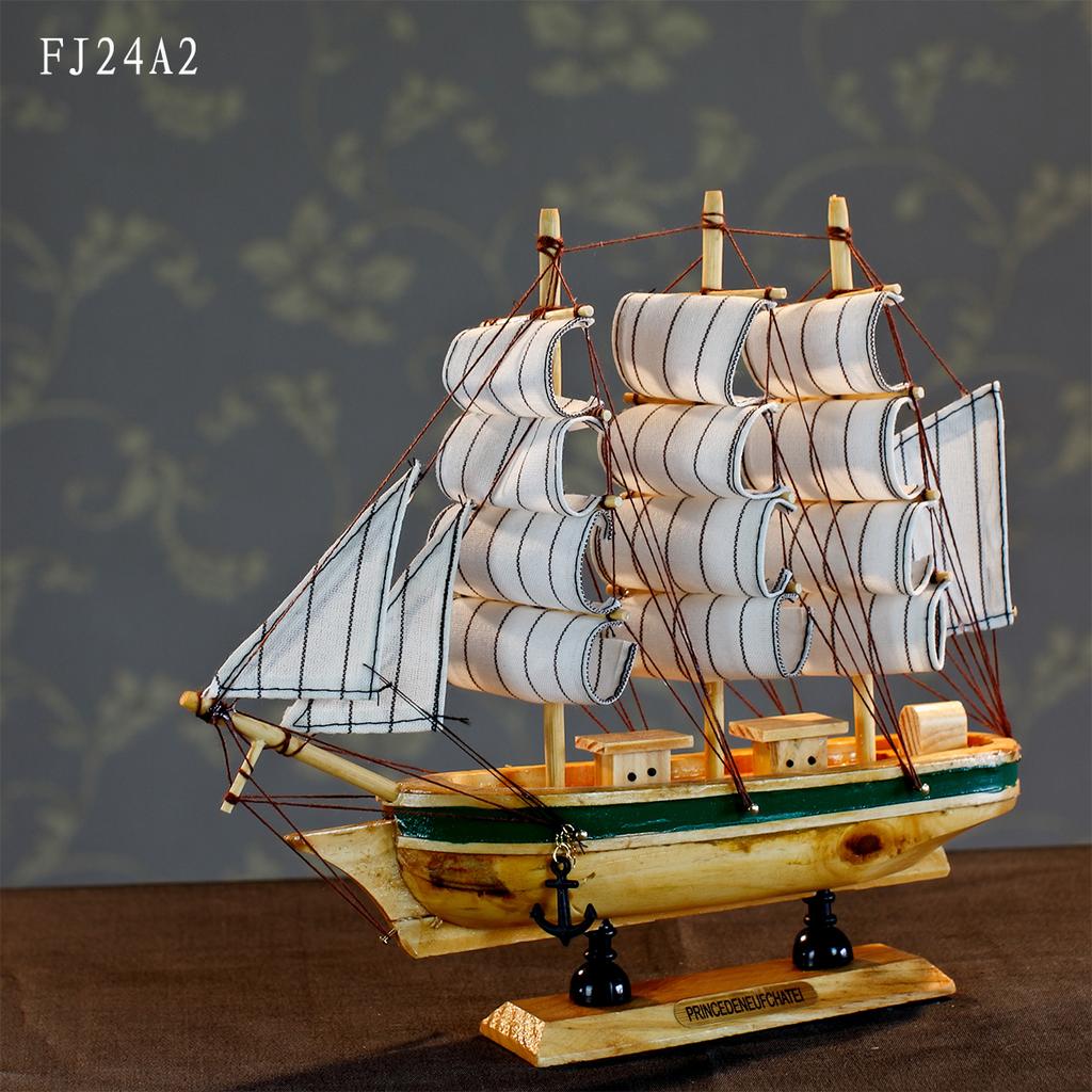 24cm帆船礼品 家居饰品摆设 帆船模型 手工木制船模型FJ24A1-6