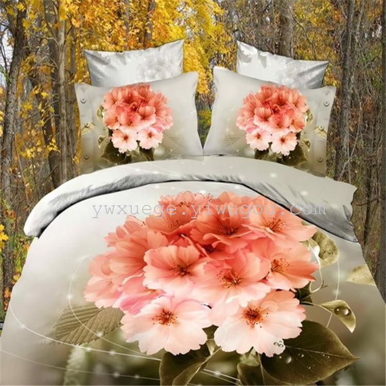 家纺 床上用品  全棉纯棉四件套  大花花型 3D立体活性印花  雪鸽家纺 厂家直销