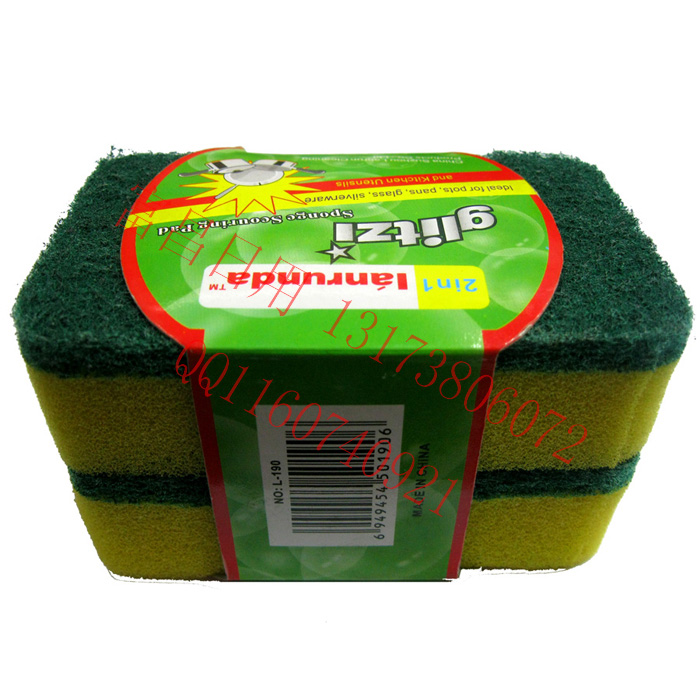 Two pieces of small rounded corner sand sponge cleaning cloth Dishwashing cloth cleaning cloth sponge brush thumbnail