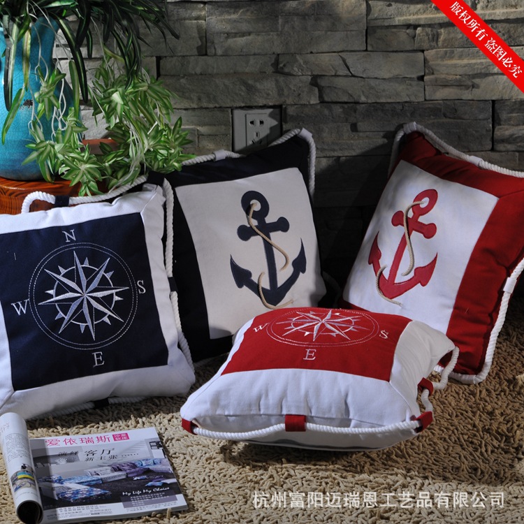 高档厚麻印花时尚沙发靠垫 抱枕 布艺靠枕MA2738A/B