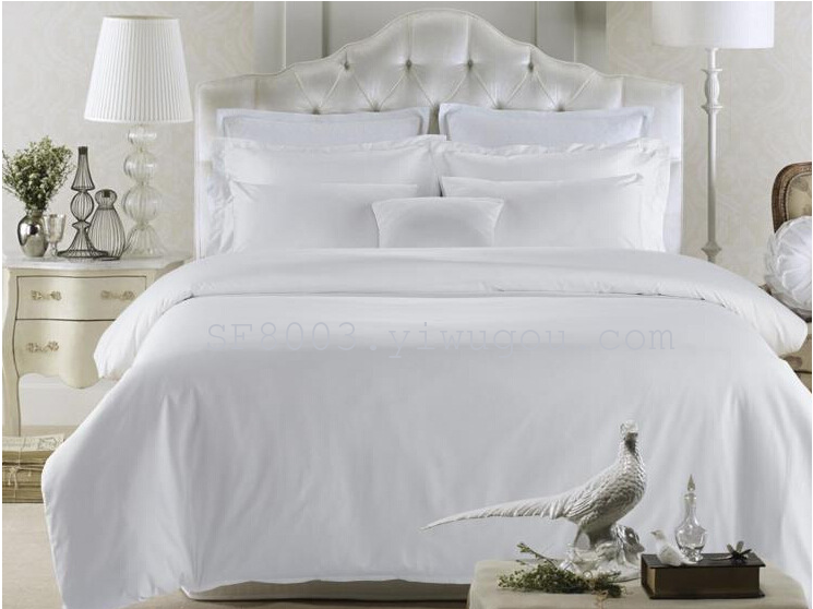 Shefan Hotel Supplies Pure white all-cotton brocade hotel bedding factory direct sales details Picture