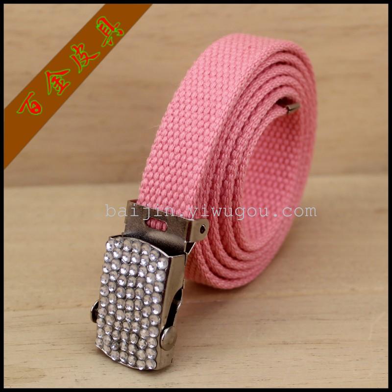 2cm polyester-cotton small belt, children's webbing belt, women's diamond webbing thin waist belt, golden royal apple details Picture