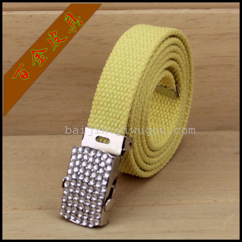 2cm polyester-cotton small belt, children's webbing belt, women's diamond webbing thin waist belt, golden royal apple Specification image