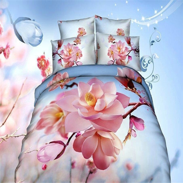 Yiwu snow pigeon active printing 5D three-dimensional bed oil painting large version flower bed products factory direct sales
