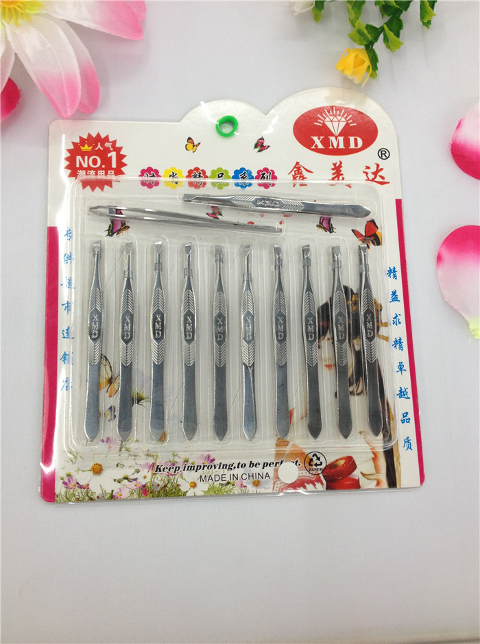 XMD Xinmeida Stainless Steel Eyebrow clamps, cosmetic and beauty tools, wholesale of slanted and flat eyebrow clamps