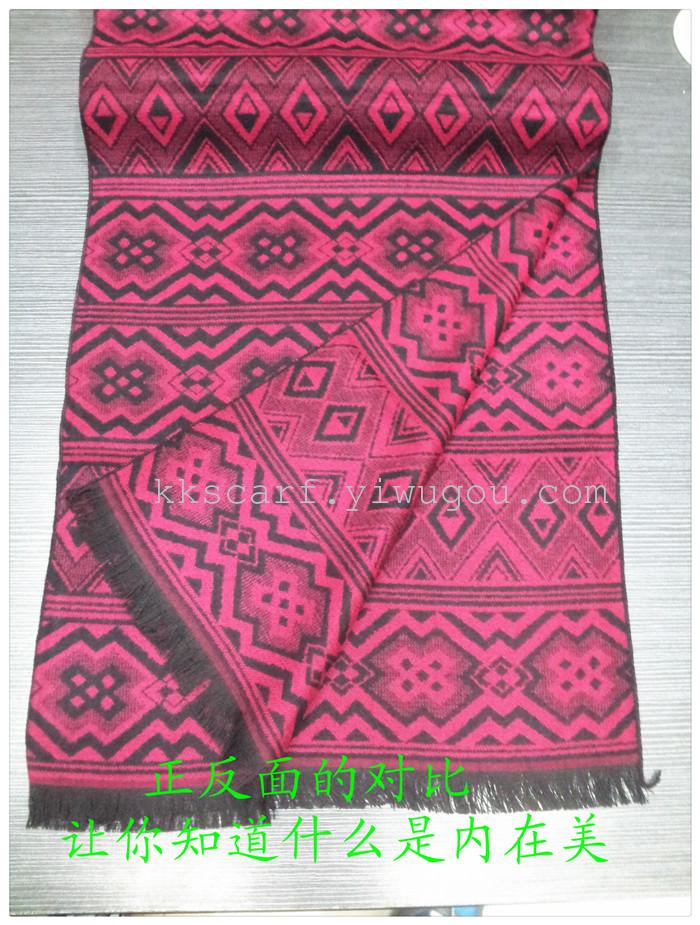 Rose red geometric checkered tassel scarf, high-end men's scarf, thickened, youth autumn and winter shawl, long and versatile checkered striped scarf for students, exclusive for Amazon and Taobao e-commerce details Picture