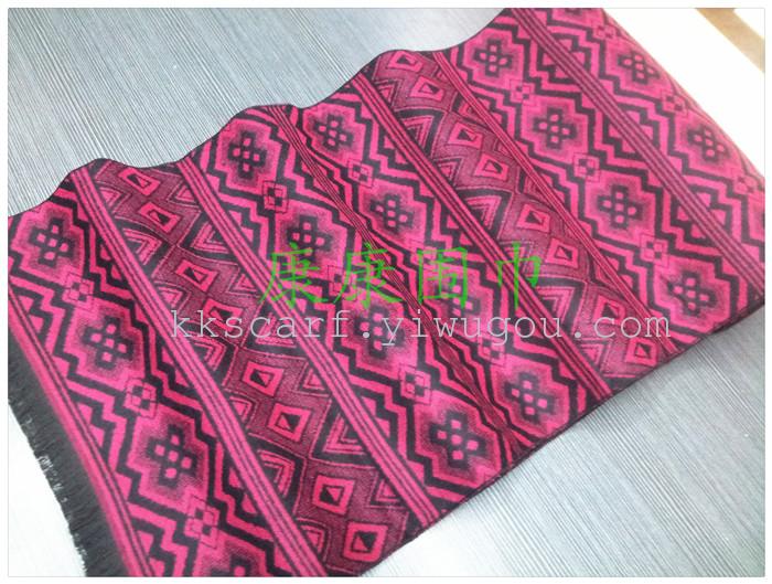 Rose red geometric checkered tassel scarf, high-end men's scarf, thickened, youth autumn and winter shawl, long and versatile checkered striped scarf for students, exclusive for Amazon and Taobao e-commerce