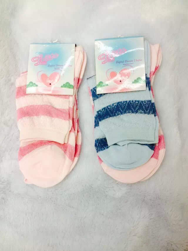 【11.11】 Pink and blue striped stockings, senior stockings, mesh stockings, loose-fitting stockings, combed cotton women's stockings