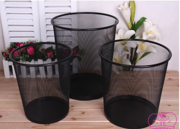 高品质电镀铁网垃圾桶 垃圾桶 铁网纸篓 笔筒         