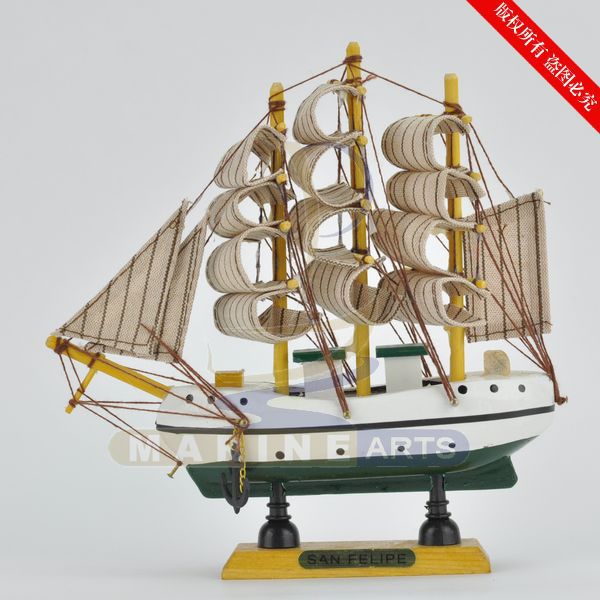 16CM 帆船模型  家居饰品 木制工艺品 地中海摆件 FJ1601-6