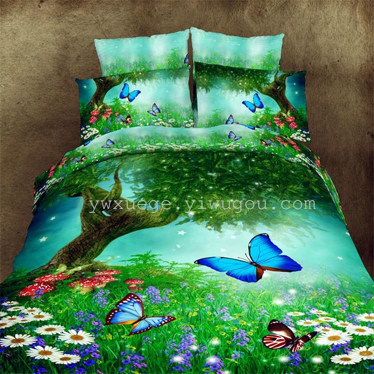 Snow Dove Velvet Brushed Four-piece Set European-style bed sheet Wedding bedding Factory Direct Sales - Deep Affection details Picture