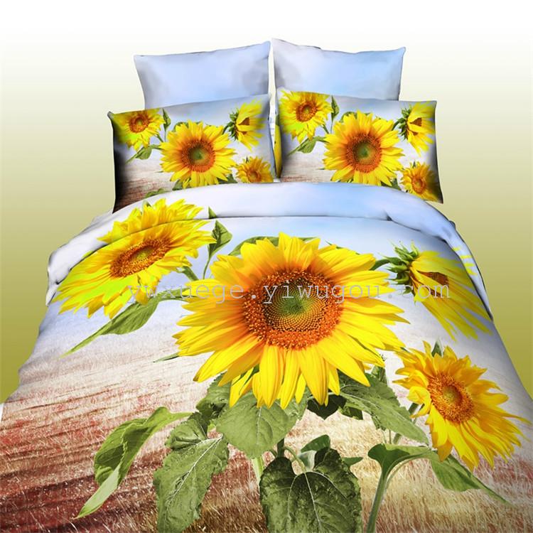 Snow Pigeon bedding High-count cotton twill 3D reactive printing set Winter Warmth Essentials 1.5-1.8 meter bed factory direct sales Love in spring Specification image
