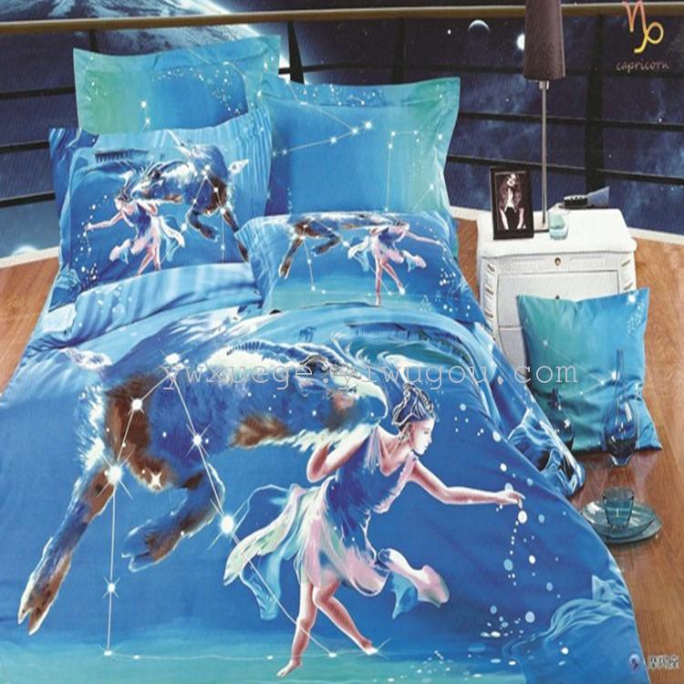 Pure cotton four-piece set, Snow Dove Home Textiles, All-cotton four-piece set, 3D active printed zodiac series, fashionable and elegant, factory direct sales - Virgo Application Scenario