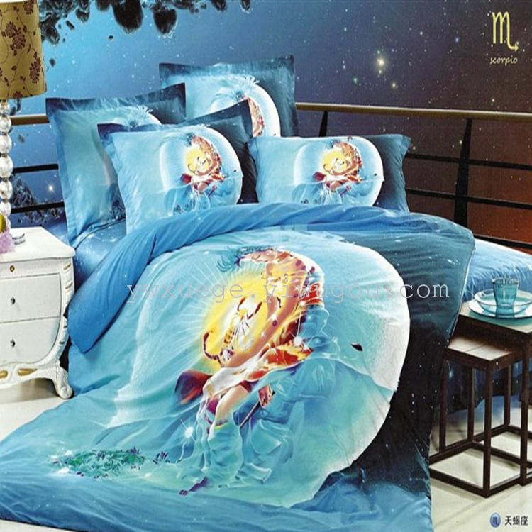 Snowpigeon BEDDING FOUR PIECES SERIES OF NEW FOREIGN TRADE PRODUCTS LISTED ON THE market PURE COTTON series of active printing do not fade twelve Zodiac manufacturers direct sales - Scorpio
