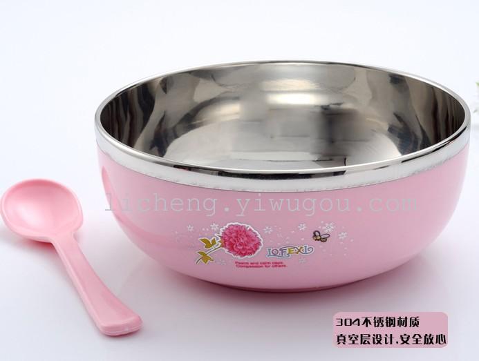 Stainless steel bowl baby bowl cartoon bowl baby cutlery bowl