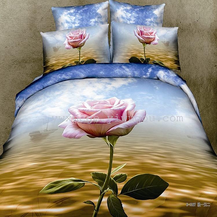 Bedding, home textiles, bed sheets and duvet covers 20223D stereoscopic oil painting active positioning printing four-piece set, all-cotton and pure cotton all-season bedding details Picture