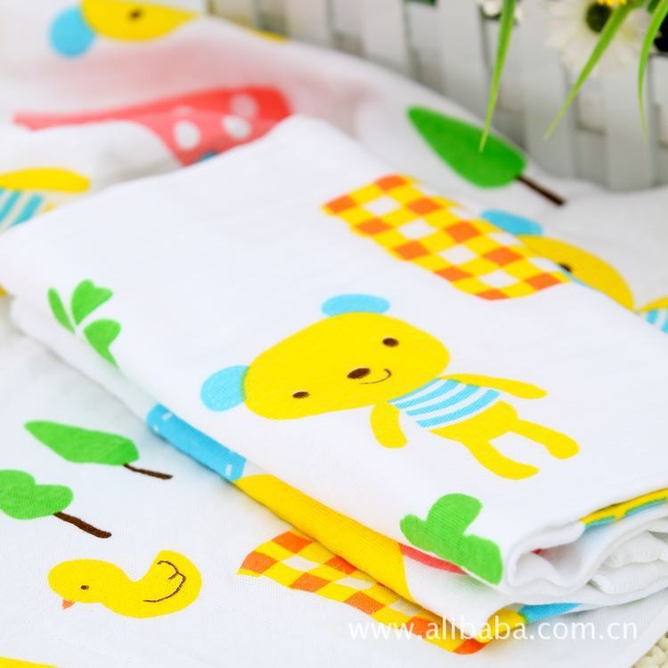 New honeycomb gauze printed bath towel for children, large bath towel for children, absorbing water 95*115cm, factory direct sales