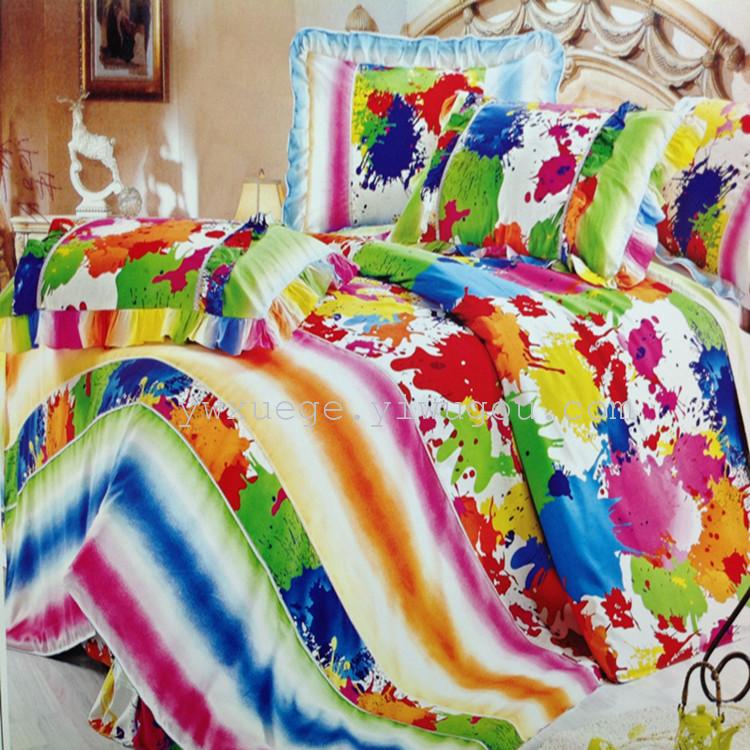 Home textile bedding sheet quilt set snow pigeon home textile cotton Korean version bed sheet type four-piece set new on the market affordable manufacturers direct dazzling color holiday