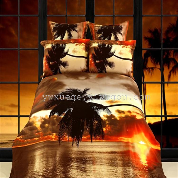 Snowpigeon BEDDING ALL COTTON FOUR PIECES SERIES ALL COTTON FOREIGN TRADE SERIES ACTIVE PRINTING FACTORY DIRECT SALES 62504 - Hawaii TIME