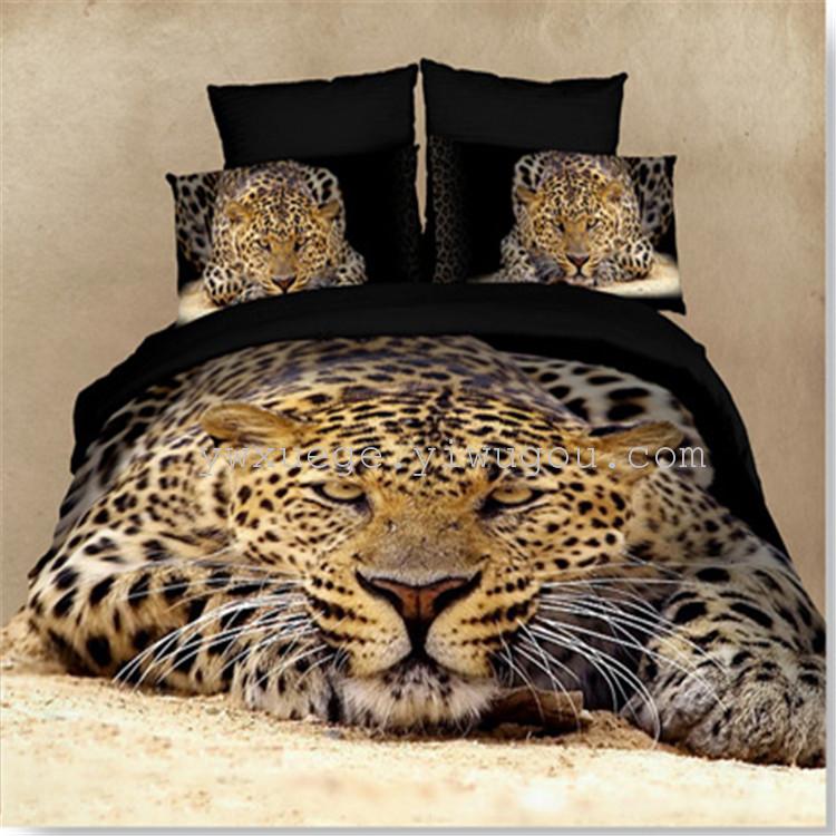3D FASHION 4-PIECE SET of cotton active PRINTING 4-piece set of bedding PRODUCTS 4-PIECE set of 3D oil painting animal series