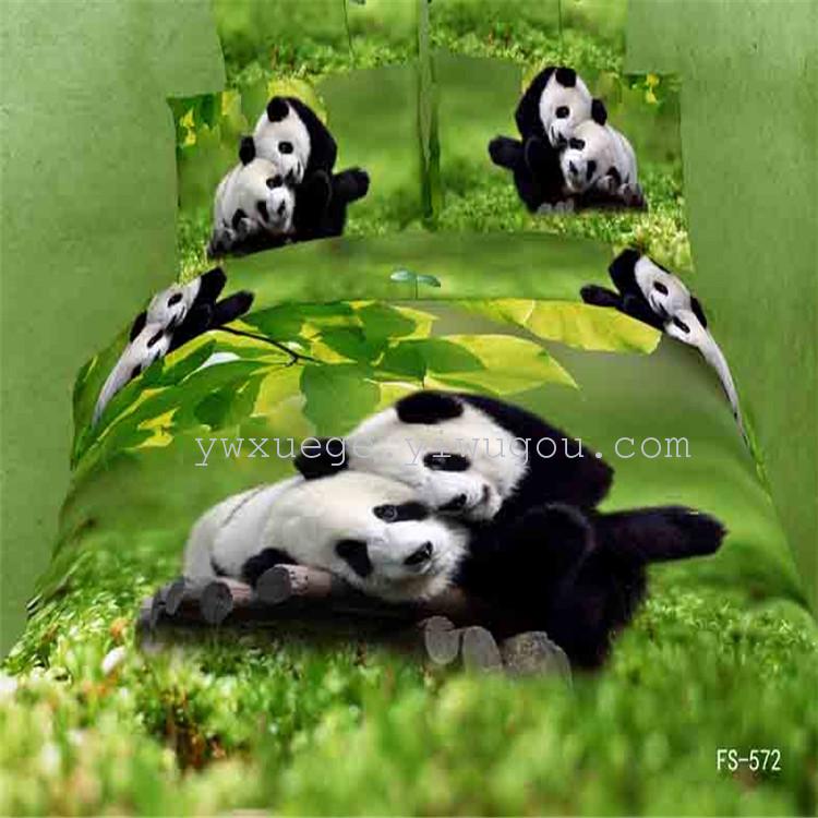 Bedding all cotton 4 piece set Foreign trade 4 piece set 4 piece set series active printing and dyeing snow pigeon elegance -- new panda