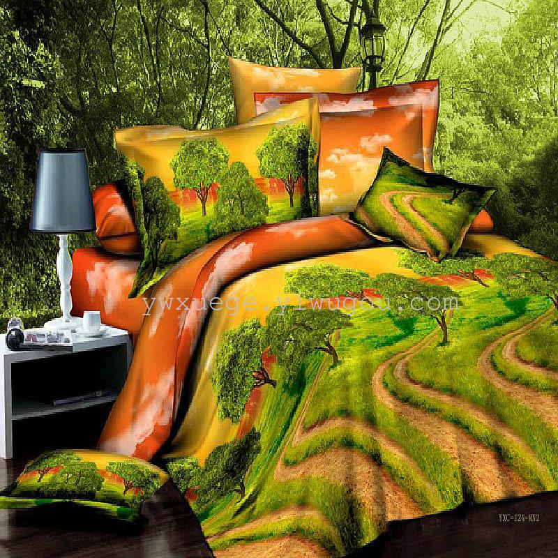 Bedding, bed sheets, duvet covers, home textile four-piece sets, polyester fiber reactive printing 3D large pattern four-piece sets, bedding factory direct sales - Romantic Path Bedding, bed sheets, duvet covers, home textile four-piece sets, polyester fiber reactive printing 3D large pattern four-piece sets, bedding factory direct sales - Romantic Path