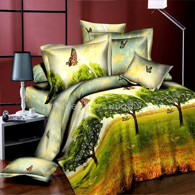 Polyester-cotton bedding sets for export, natural and environmentally friendly reactive dyeing factory direct sales - Flowing Light Dancing