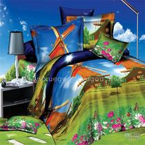 Winter genuine polyester cotton 3D dispersed active printing bedding four sets factory direct -- pastoral scenery