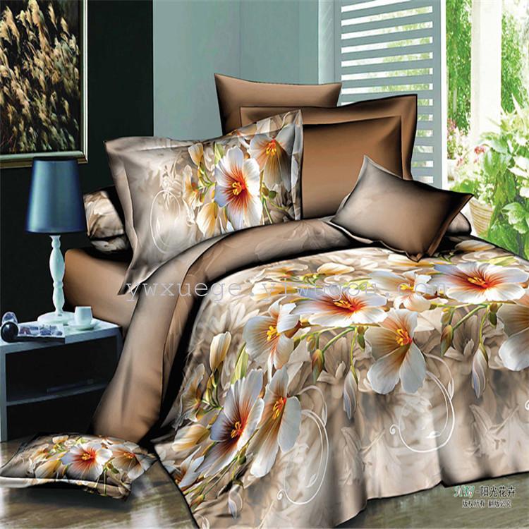 3D oil painting terylene cotton four piece bedding 3D Osaka flower series Sunshine Flower factory direct sale