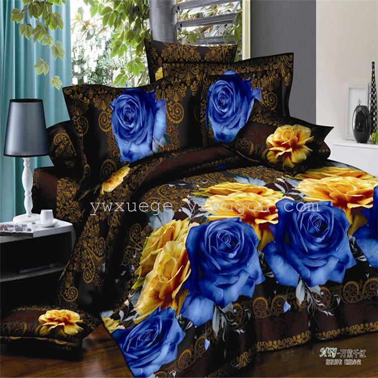 Xuege Home Textile Bedding Four-piece Set, Polyester-cotton Eco-friendly Printed and dyed bedding, direct sales from foreign trade Factory - A riot of colors