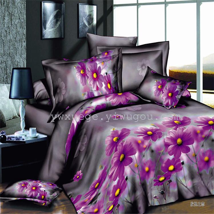 Polyester-cotton bedding four-piece set, export four-piece set, 3D reactive printing set, factory direct sales, Fairyland Specification image