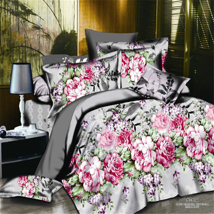 Snowpigeon home textile bedding new poly-cotton active printing 4-piece set 3D Osaka Flower 4-piece set manufacturer direct - aesthetic impression
