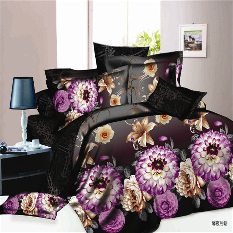 Xuege Home Textile Bedding new polyester-cotton dispersion reactive printing four-piece set factory direct sales for export ---- Perfume lily Specification image
