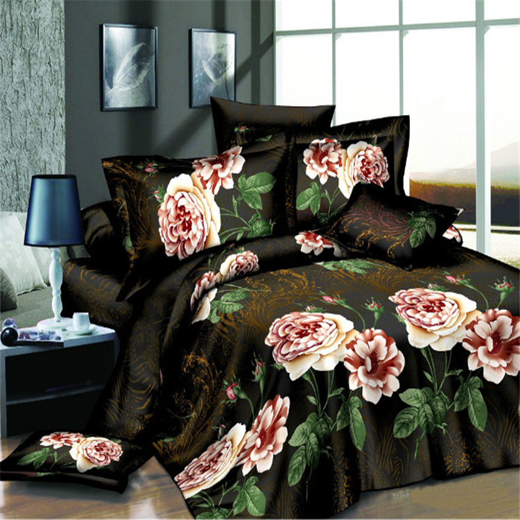 Direct sales from the manufacturer of genuine 3D stereoscopic effect bed sheets and duvet covers, flower landscape oil painting bedding, and polyester-cotton four-piece sets for foreign trade Specification image