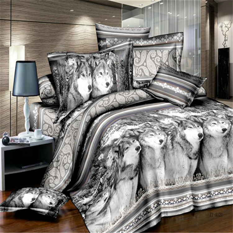 Foreign trade 3D oil painting bed products polyester cotton active bedding four wholesale twilight wave