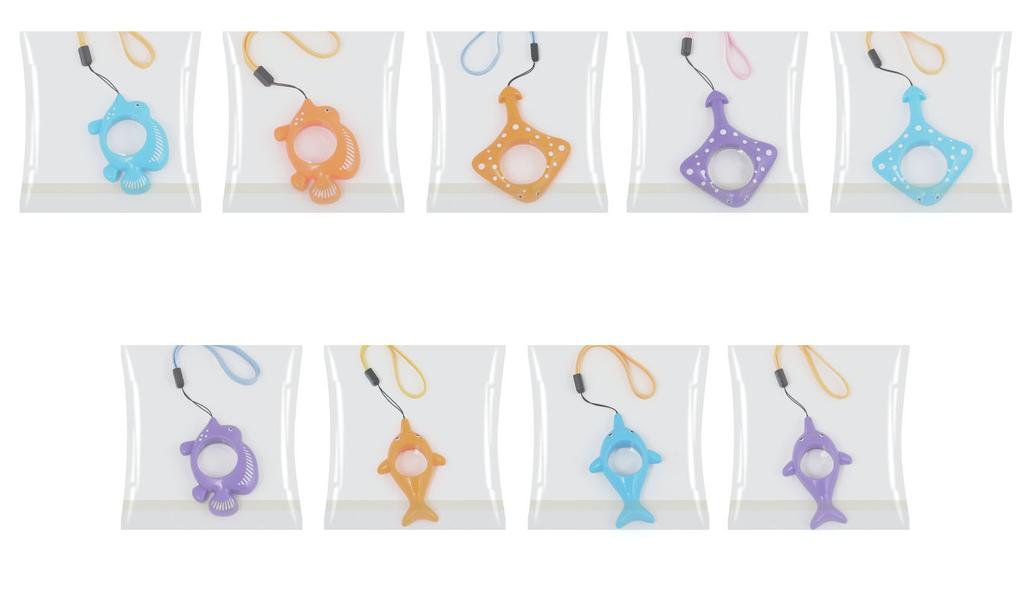 Three cartoon ocean magnifying glasses