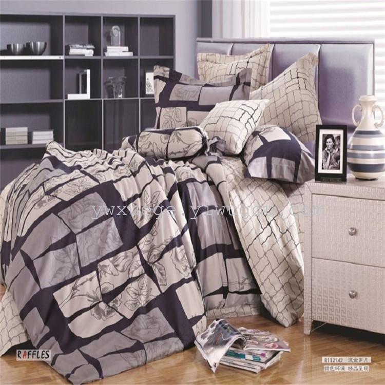 128*68 twill fabric all-cotton four-piece set, diverse patterns, soft and comfortable fabric, quality guaranteed, factory direct sales, Jinghua Chunmeng (pink) Application Scenario