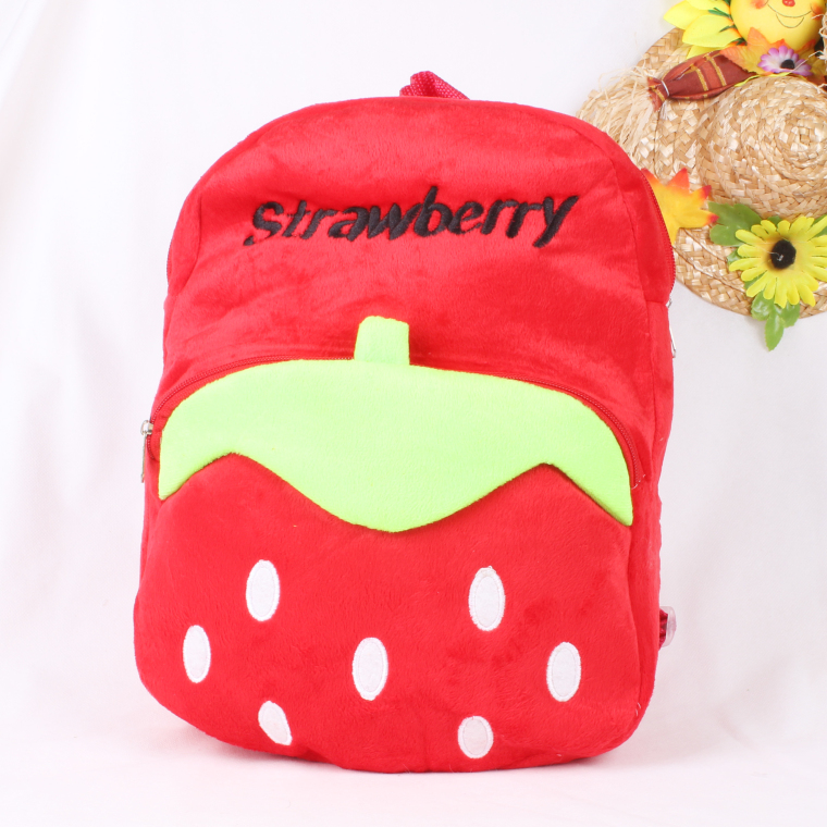 Strawberry plush schoolbag, plush animal embroidery schoolbag, schoolbag backpack, children's schoolbag, toy bag