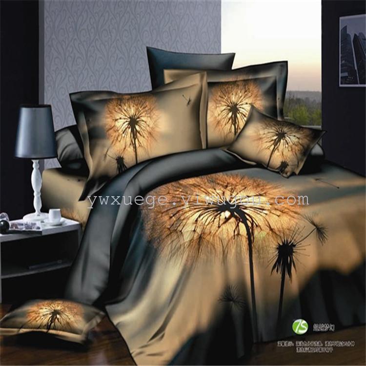 Export bed products four love you set cotton twill 3D active printing four sets of bed sheets quilt cover pillowcase bed sheets four sets